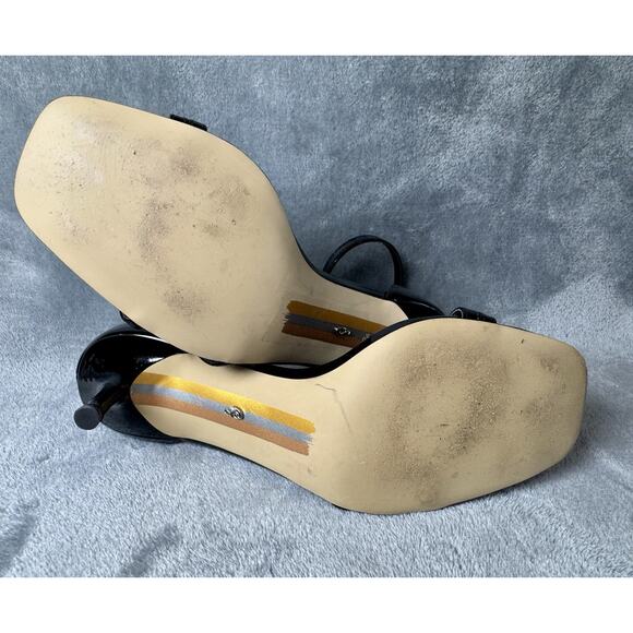 Sam Edelman Women’s 7.5 Black Patent Strappy Ankle Strap Heels Square Toe - Picture 11 of 11